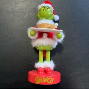 THE GRINCH  Dr Seuss w/ Turkey Wood Nutcracker Santa 11” New Grinchmas
